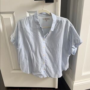 Madewell Light Blue Striped Blouse